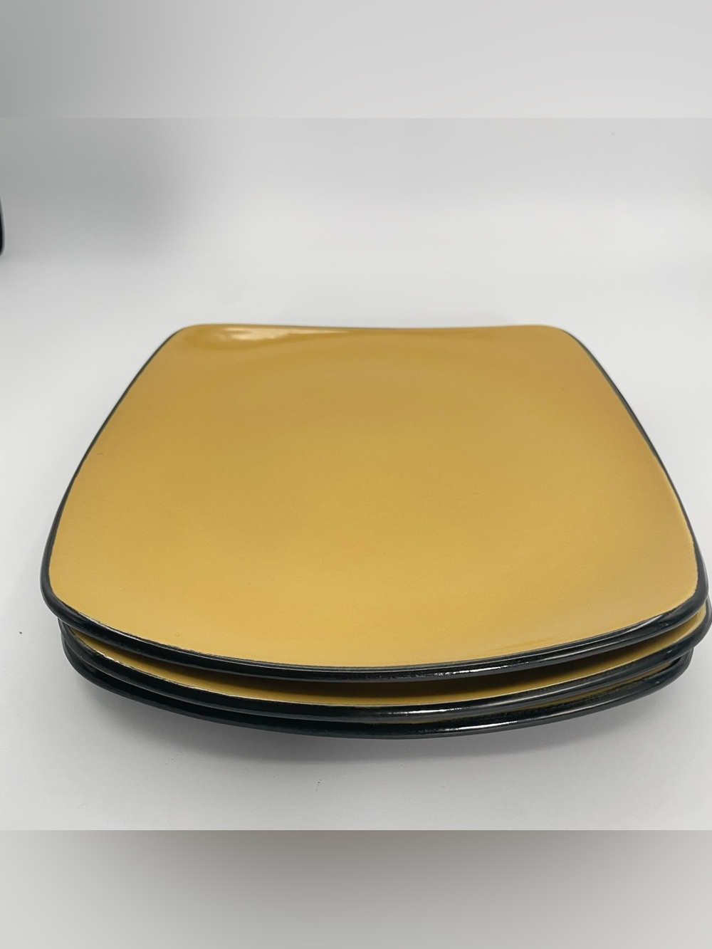 Corelle Hearthstone Mustard Yellow 8.75” Square Salad Lunch Plates Set of 3